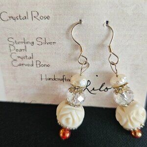 Handcrafted Freshwater Pearl Quartz Crystal Earrings